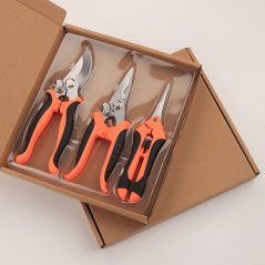 Zestaw 3 nożyczek ogrodowych – stal nierdzewna, do przycinania roślin