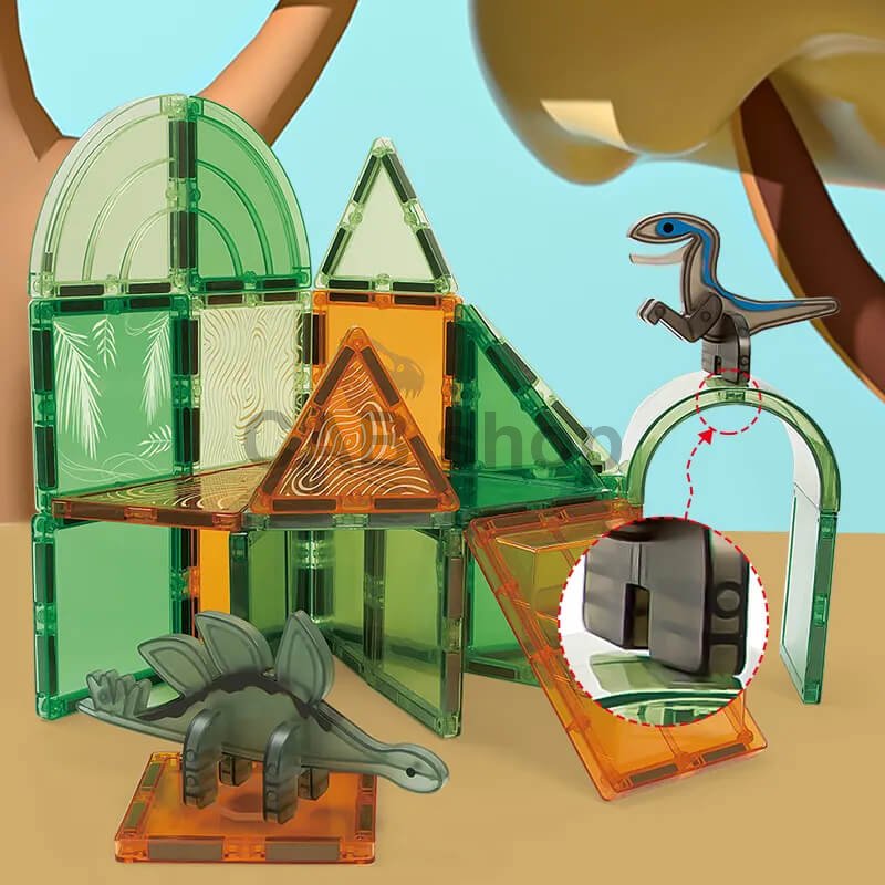 Magnetická stavebnice Dinosaur  sada 62ks – Magnetic Tiles