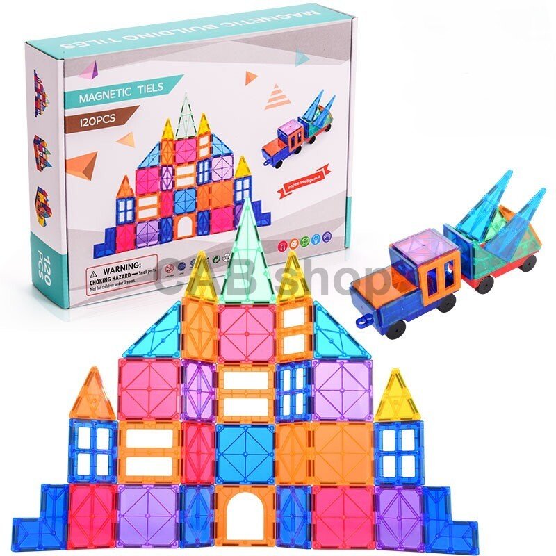 Magnetyczny zestaw konstrukcyjny dla dzieci, zestaw 120 sztuk – Magnetic Tiles II