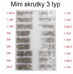 TYP 3 - Skrutky pre notebooky pre notebooky DIY sada pre počítače, skrutky na hodinky pre mobilné telefóny 500ks sada od M1.2 po M2