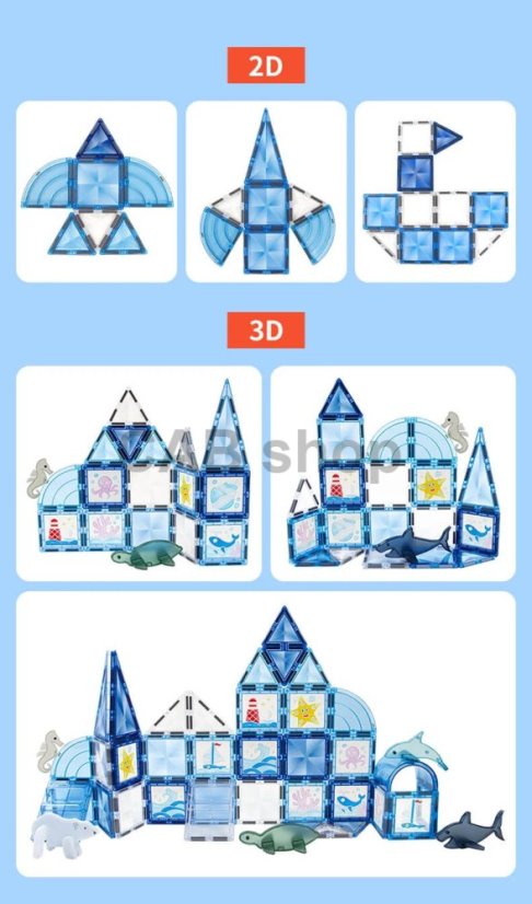 Magnetická stavebnica Window Art Ocean 68ks - Magnetic Tiles