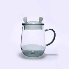 Hrnček s jedným sklom a viečkom - transparent black