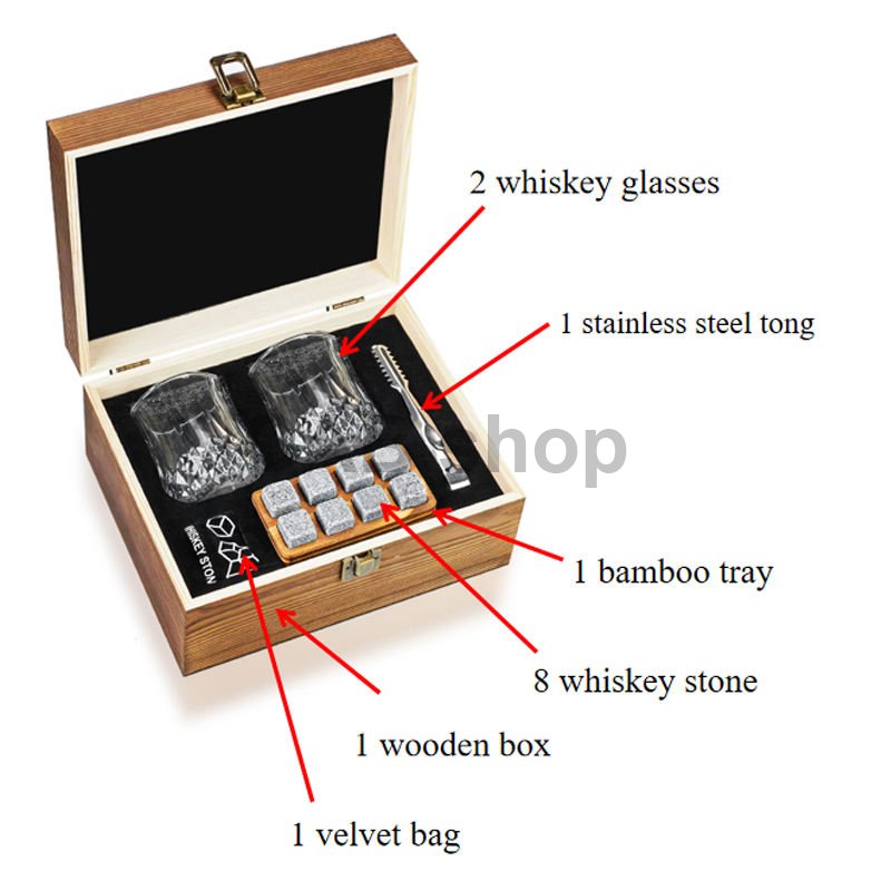 Gift set for Whiskey glasses, cooling cubes and a scoop WS-0011