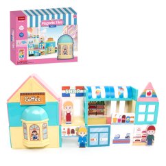 Magnetická stavebnica Store Magnetic Tiles – obchod a kaviareň, 45 ks