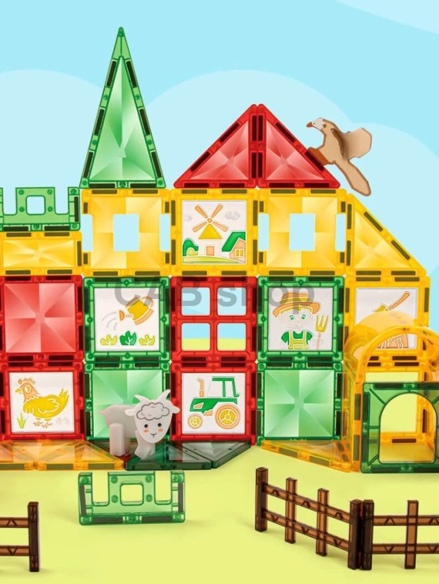 Magnetická stavebnica Window Art Farm 80ks - Magnetic Tiles