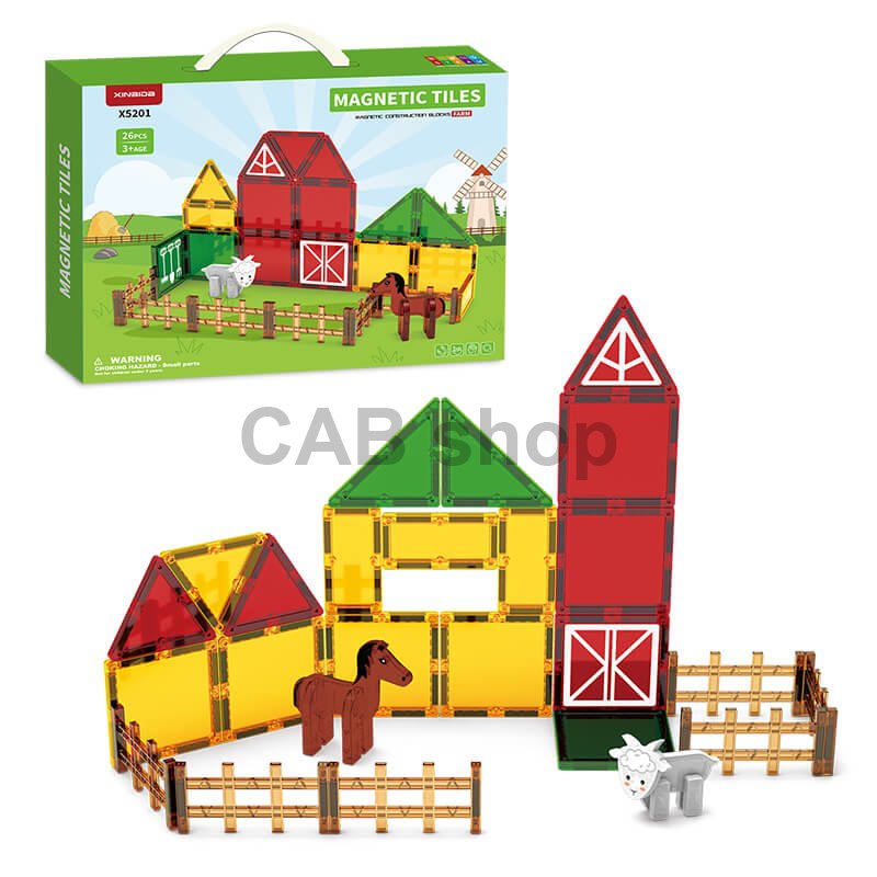 Magnetická stavebnice Farm sada 26ks – Magnetic Tiles