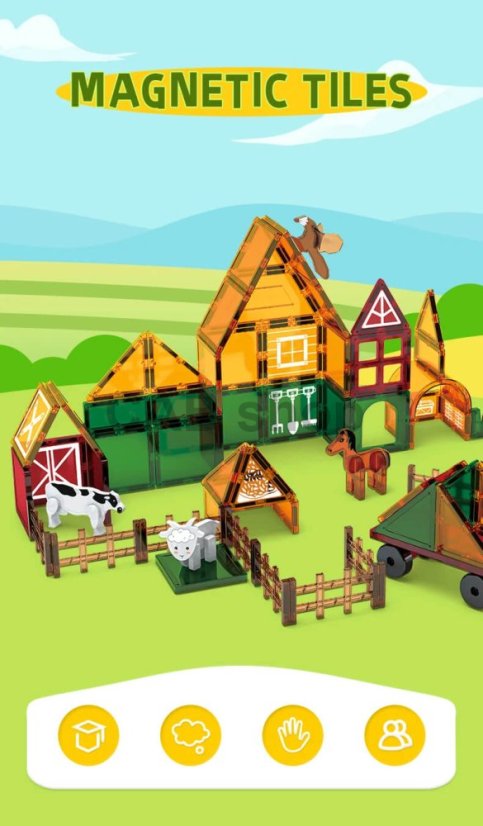 Magnetická stavebnica Farm sada 46ks - Magnetic Tiles