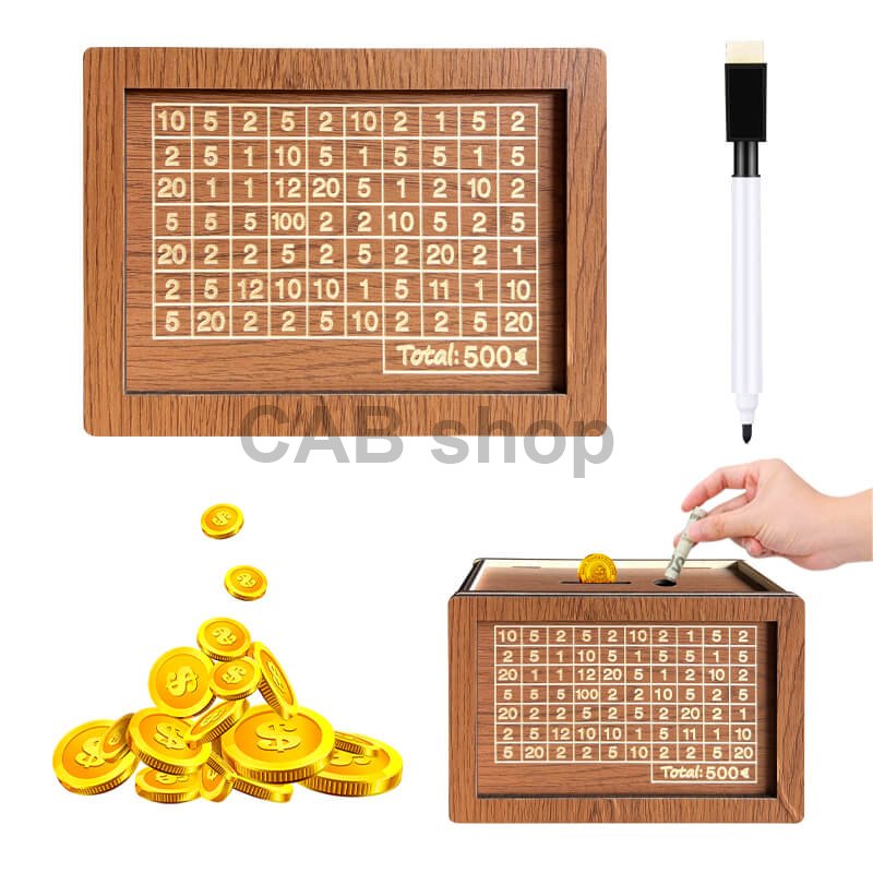 Pokladnička na šetrenie peňazí 500€ na opakované použitie