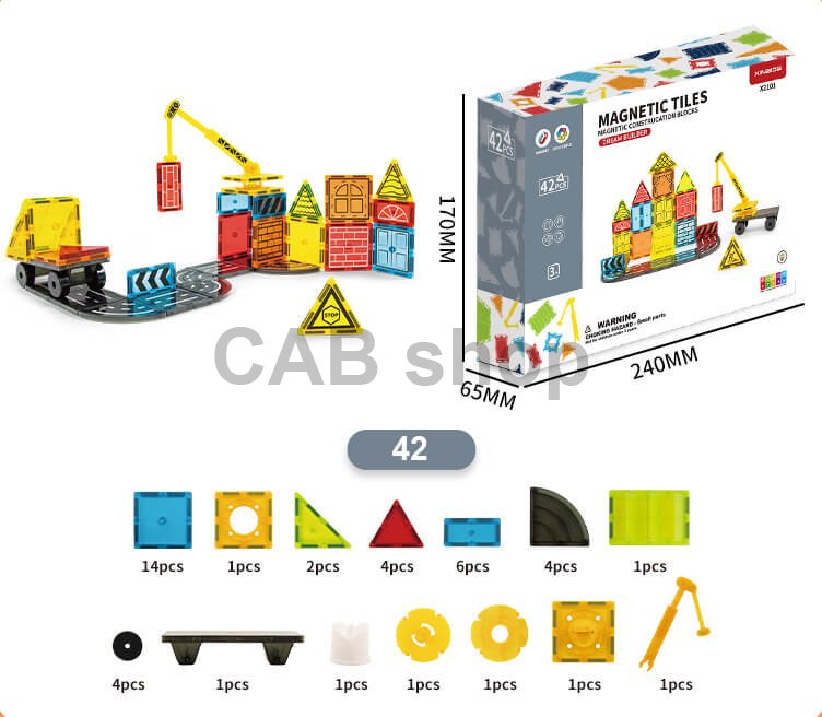 Mágneses építőkészlet Dream Builder 42 db-os készlet - Magnetic Tiles