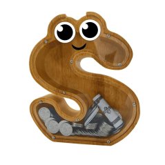 Wooden money box - Letter S