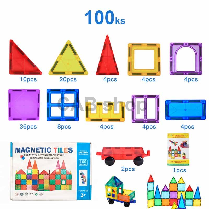 Magnetická stavebnice pro děti sada 100ks – Magnetic Tiles