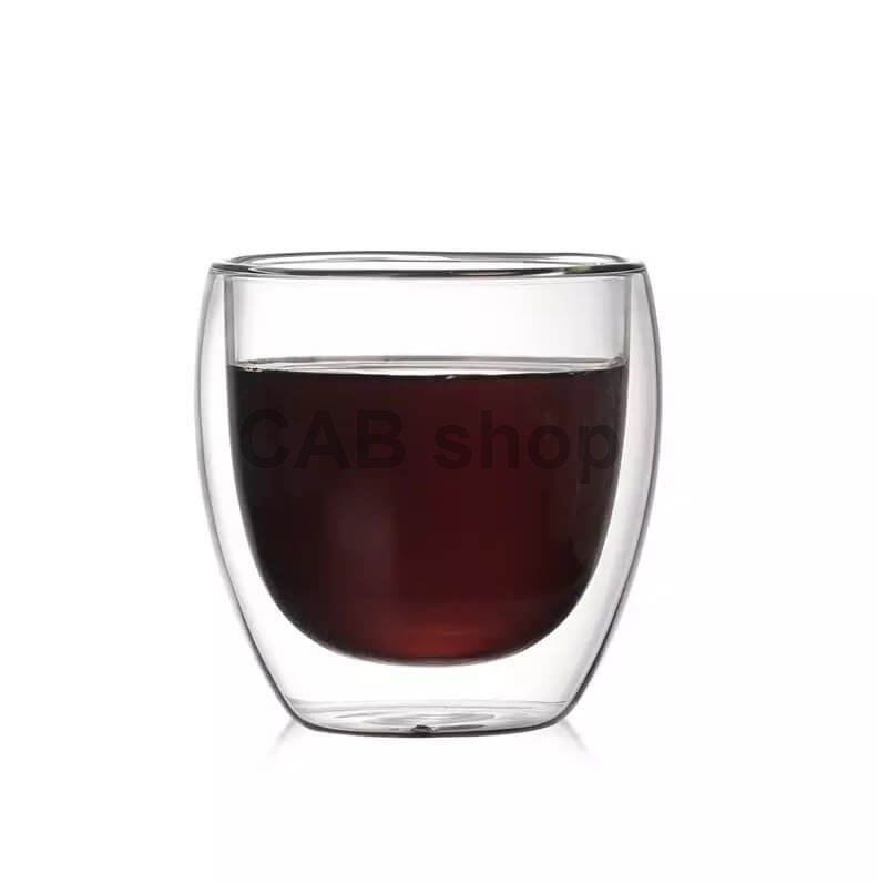 Double-walled thermos cup 80ml - clear set of 6