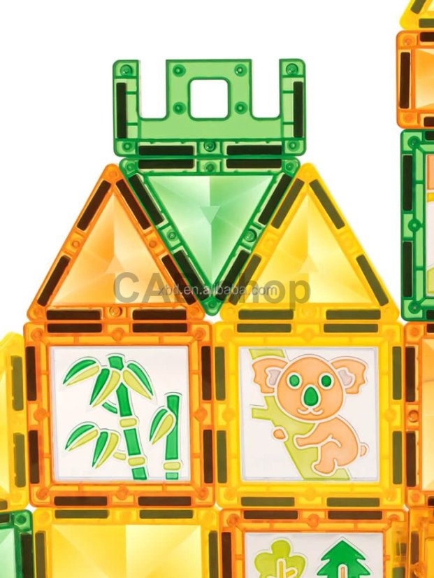 Mágneses építőkészlet Window Art Jungle 47ks - Magnetic Tiles