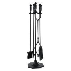 Narzędzie kominkowe ze stojakiem, czarny metal, 80cm – 205BL Narzędzie kominkowe ze stojakiem, czarny metal, 80cm – 205BL