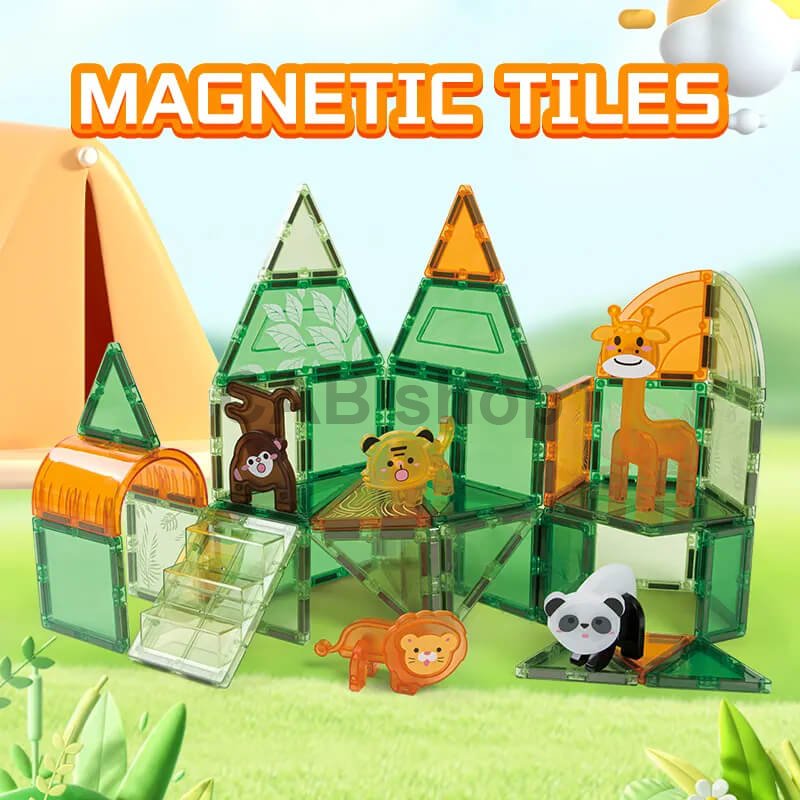 Mágneses építőkészlet Animal sada 30ks - Magnetic Tiles