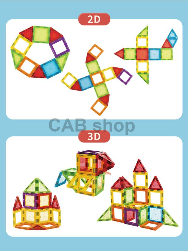 Magnetická stavebnice 140ks sada - Magnetic Tiles - poškozené balení