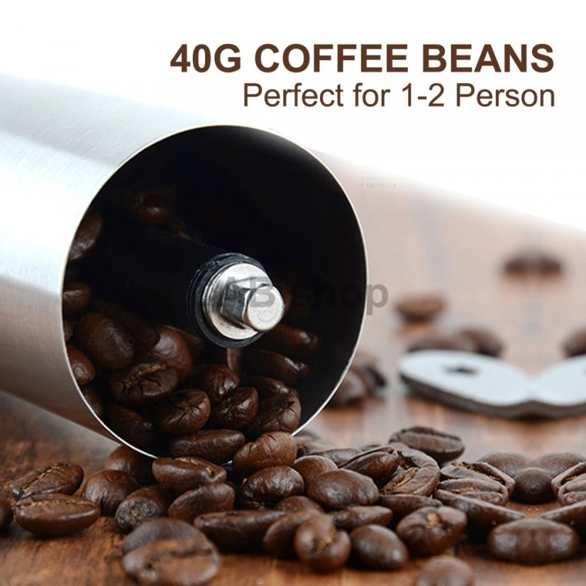 Time manual coffee grinder, stainless steel, silver