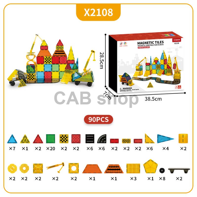 Magnetic building set Dream Builder 90pcs set - Magnetic Tiles