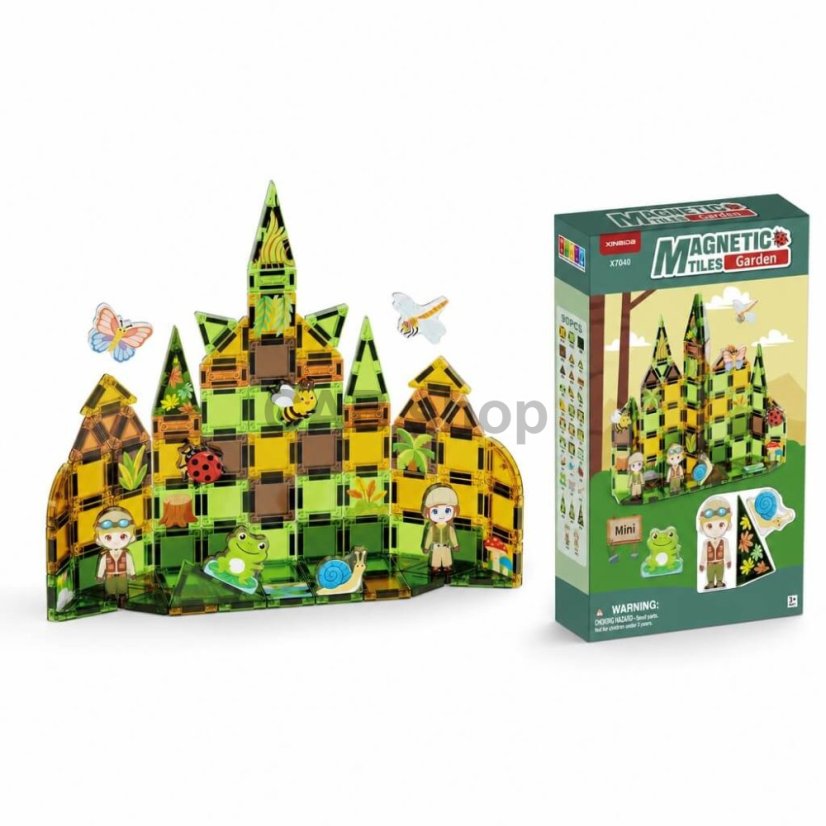 Garden Magnetic Tiles Mini mágneses építőjáték – kert, 90 db