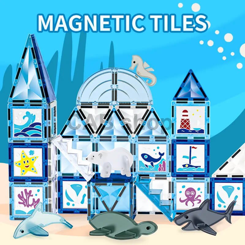 Magnetická stavebnica Window Art Ocean 68ks - Magnetic Tiles