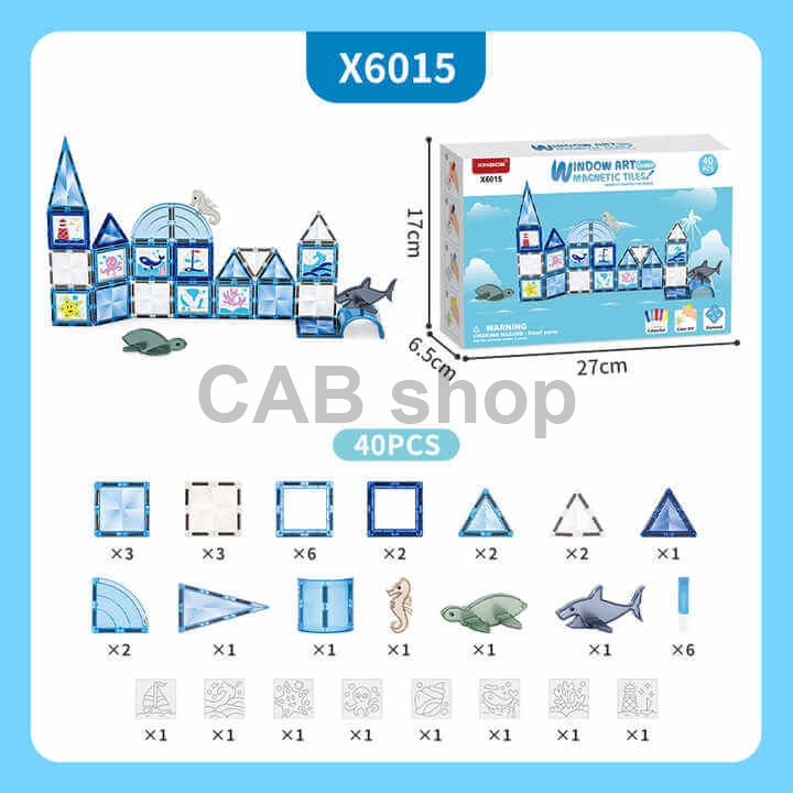 Magnetická stavebnica Window Art Ocean 40ks - Magnetic Tiles