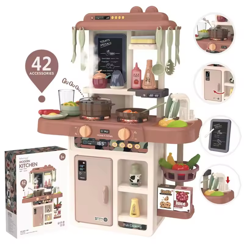 Dětská interaktivní kuchyňka 42 dílná - hnědá