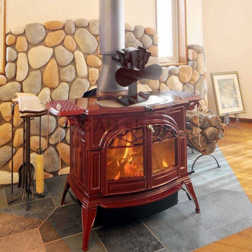 Ventilátor na krbové kamna 2 čepelový - plamen Nikl