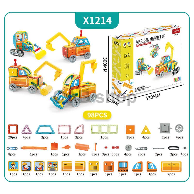 Magnetická stavebnica Heavy Equipment set 98ks 2 - Magical Magnet II