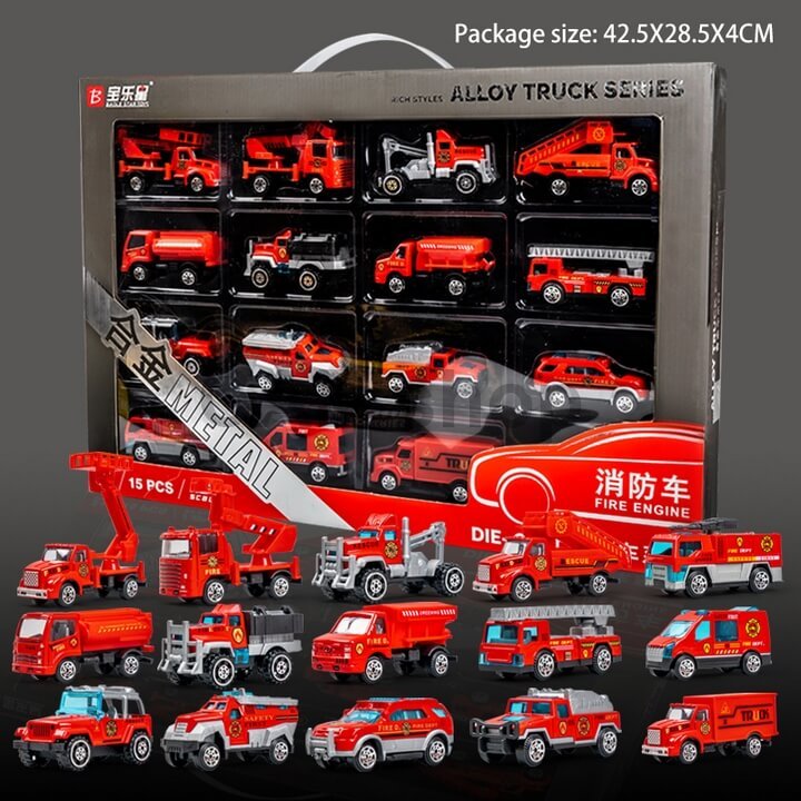 Požiarnické autíčka balenie 15ks - Fire Car set