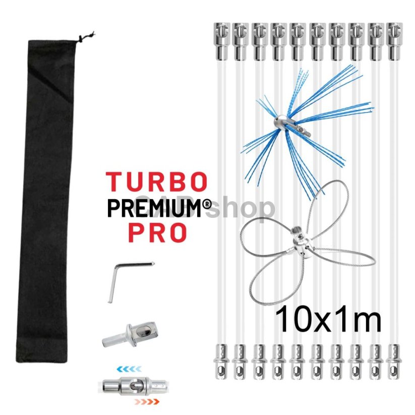 Rotační kartáč na čištění komína Plus TURBO Premium® PRO - 10m