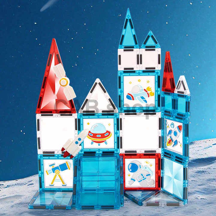 Magnetická stavebnice Window Art Space 90ks - Magnetic Tiles