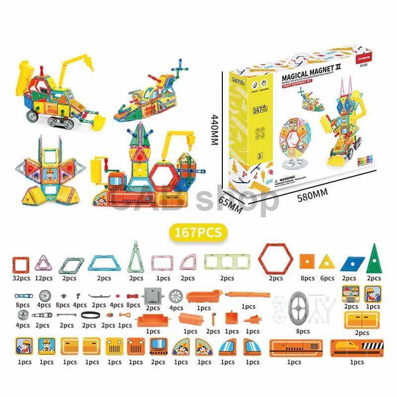 Magnetická stavebnice Heavy Equipment set 167ks - Magical Magnet II