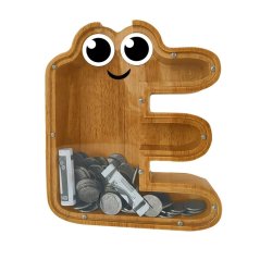 Wooden money box - Letter E