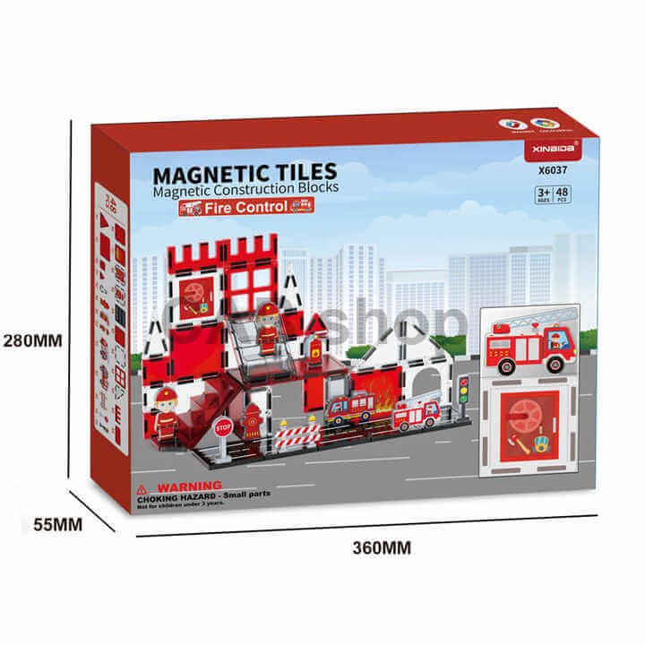 Magnetická stavebnica Fire Control 48ks - Magnetic Tiles