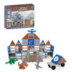 Magnetická stavebnice Dinosaur World Magnetic Tiles – dinosauří park, 65 ks