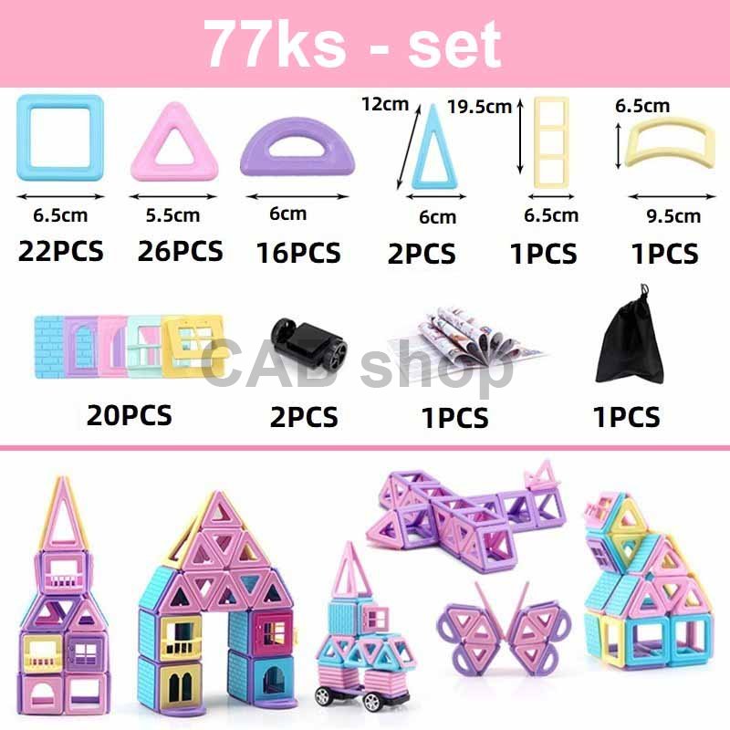 Magnetická stavebnice 77ks - Magnetic Building Blocks