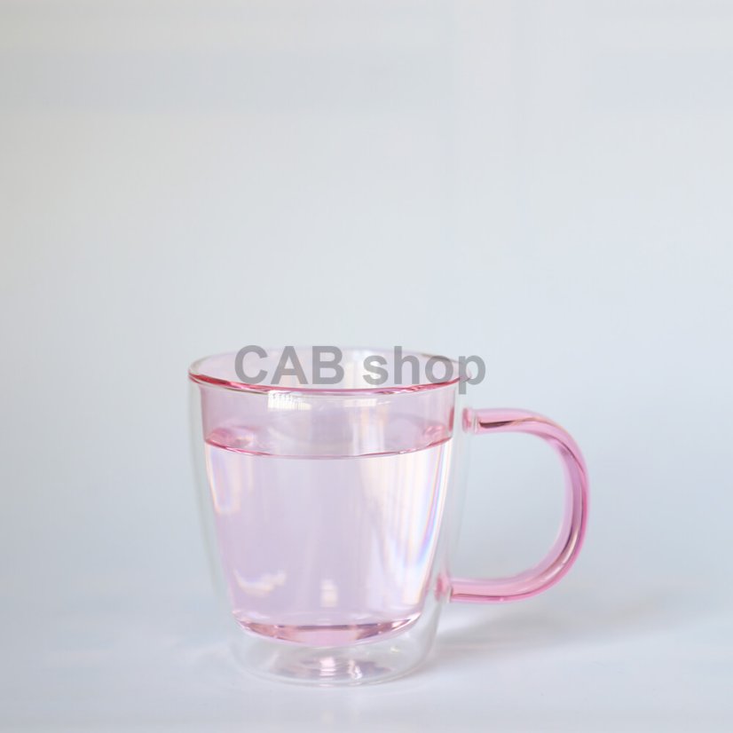 Thermo mug with double glass 300ml - pink