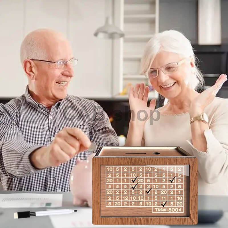 Pokladnička na šetrenie peňazí 1000€ na opakované použitie