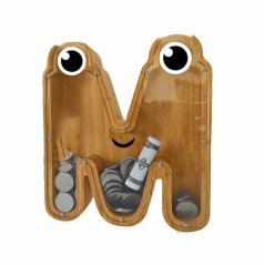 Wooden money box - Letter M