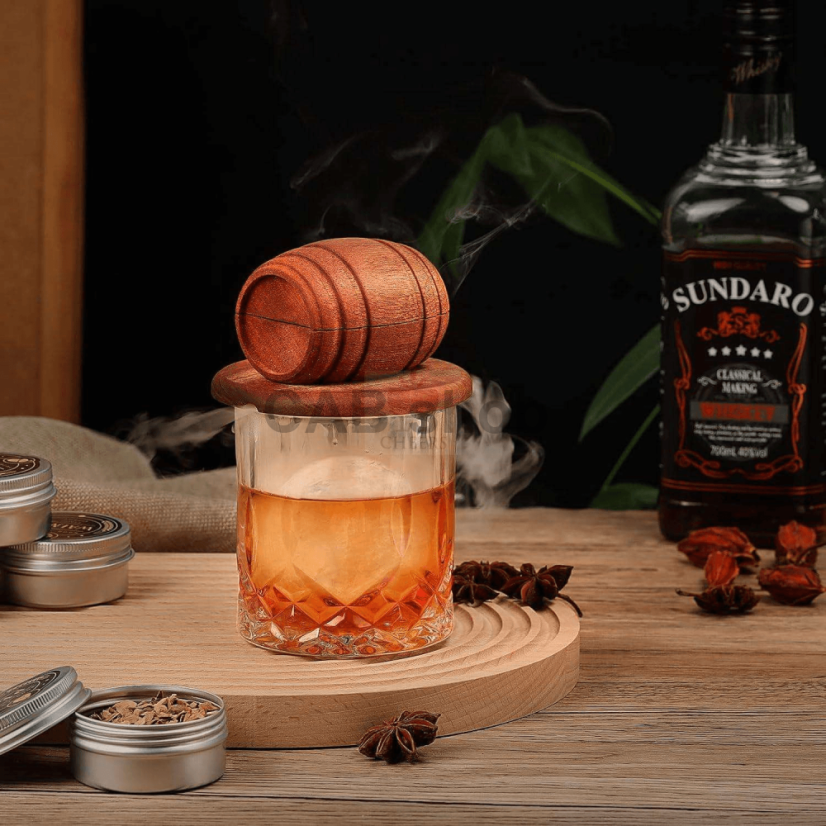 Luksuzni komplet za dimljenje viskija Whisky Smoker XL – 18-delni darilni set s kozarci in 6 vrstami lesnih sekancev