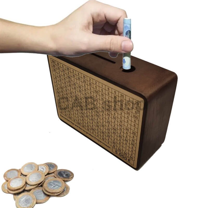 Pokladnička na šetrenie peňazí od 500 do 10 000€ - hnedá