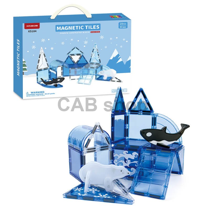 Magnetic building kit Ocean set of 25 pieces - Magnetic Tiles