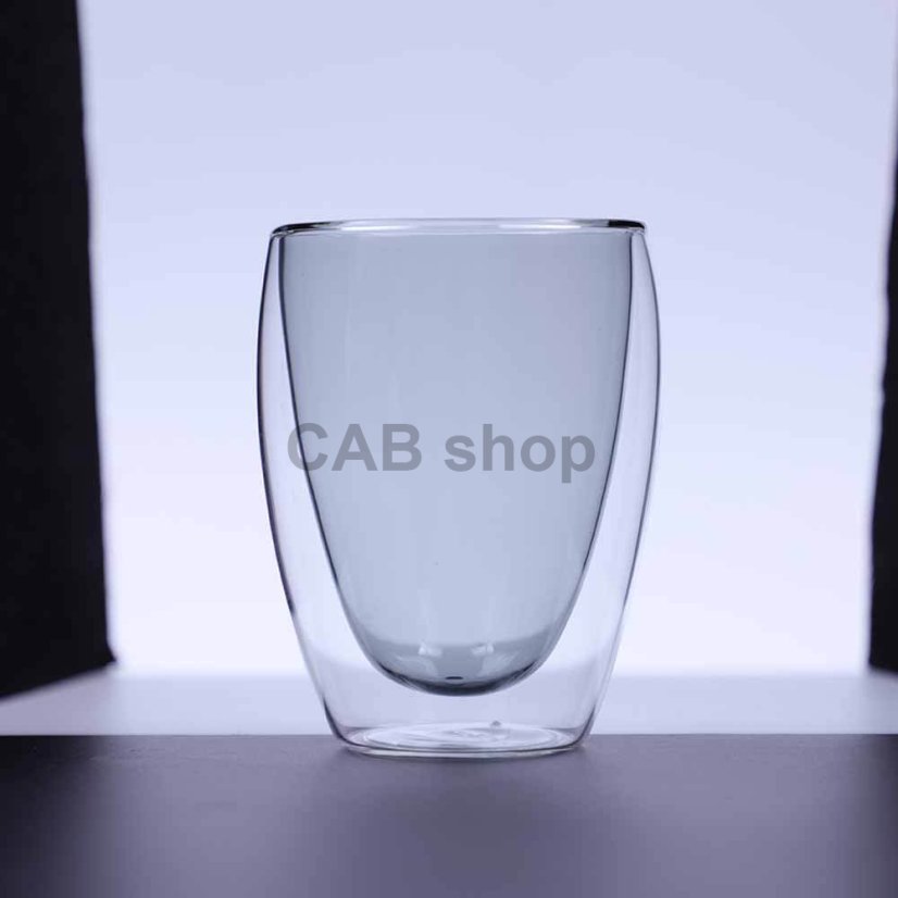 Double-walled thermos cup 350ml - transparent black