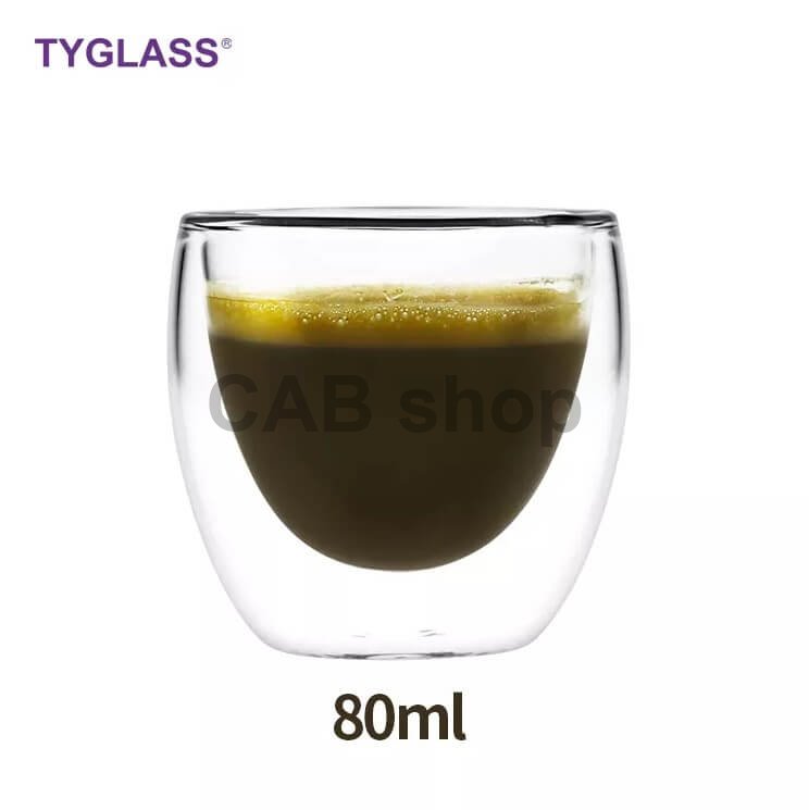 Double-walled thermos cup 80ml - clear set of 6