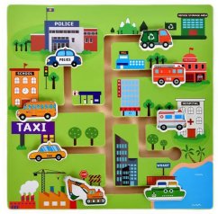 Montessori bludisko – drevená vzdelávacia tabuľa pre deti - Cars
