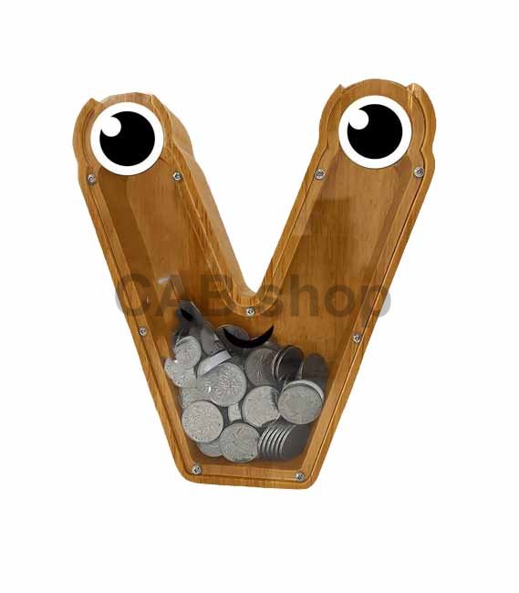 Pokladnička dřevěná - Písmenko V