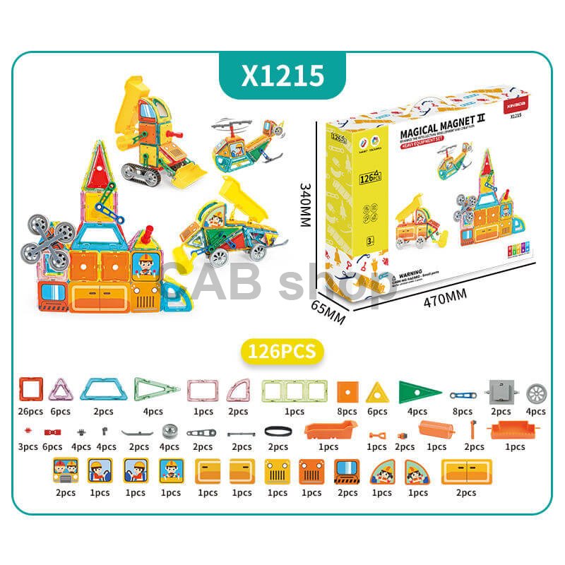 Magnetická stavebnice Heavy Equipment set 126ks - Magical Magnet II