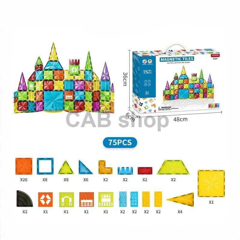 Magnetická stavebnica Diamond 75ks sada - Magnetic Tiles