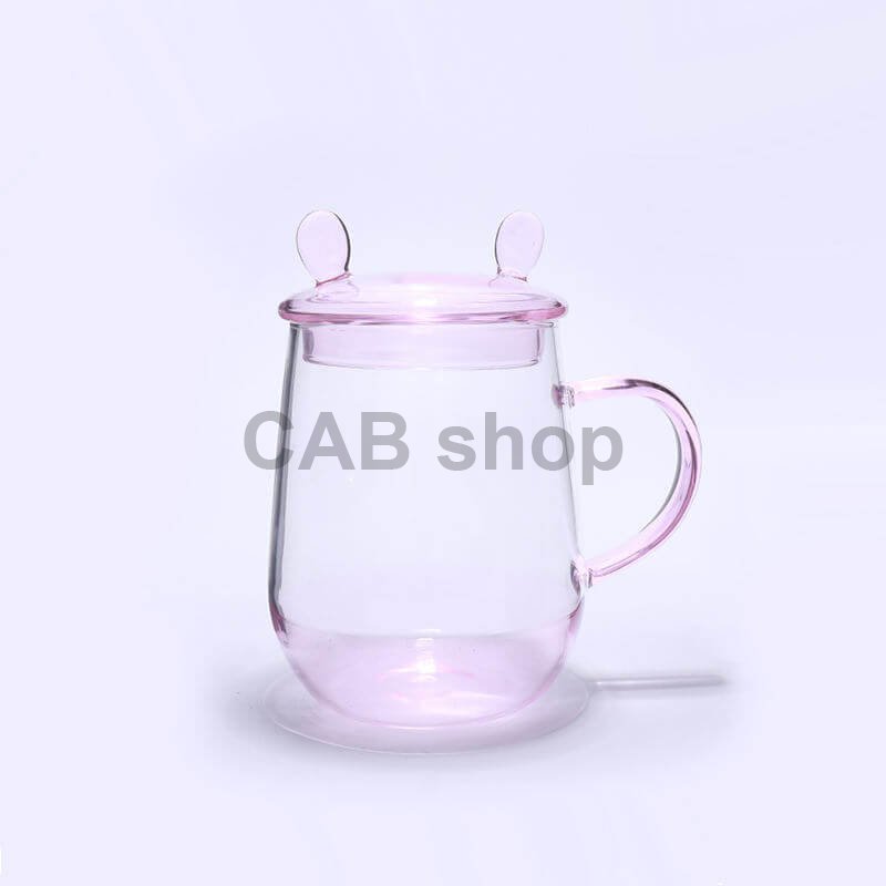 Hrnček s jedným sklom a viečkom - pink