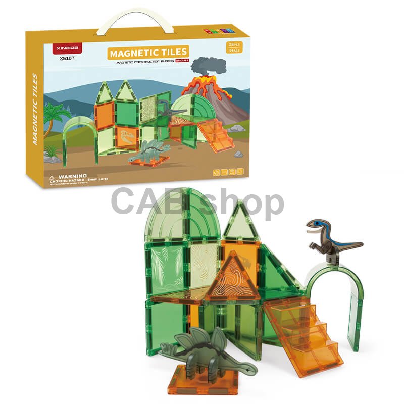 Magnetic building kit Dinosaur set 28pcs - Magnetic Tiles